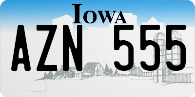 IA license plate AZN555