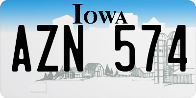 IA license plate AZN574
