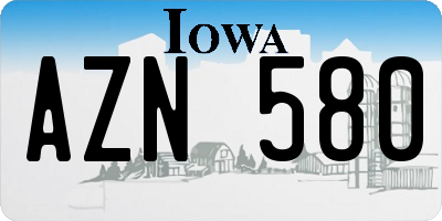 IA license plate AZN580