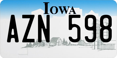 IA license plate AZN598