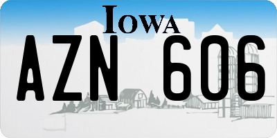 IA license plate AZN606