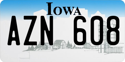 IA license plate AZN608