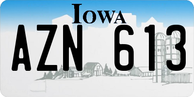 IA license plate AZN613