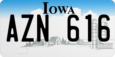 IA license plate AZN616