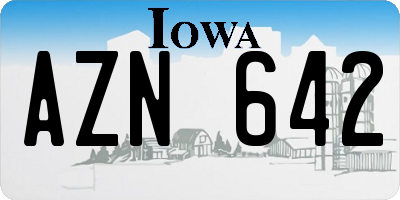 IA license plate AZN642