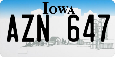 IA license plate AZN647