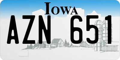 IA license plate AZN651