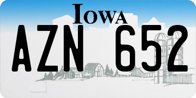 IA license plate AZN652