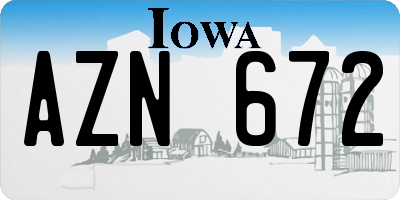 IA license plate AZN672