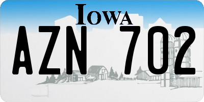 IA license plate AZN702