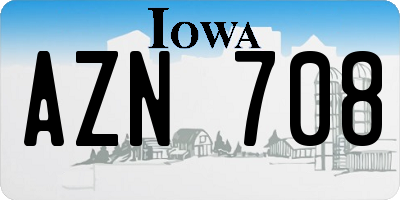 IA license plate AZN708