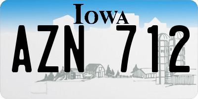 IA license plate AZN712