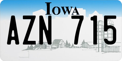 IA license plate AZN715