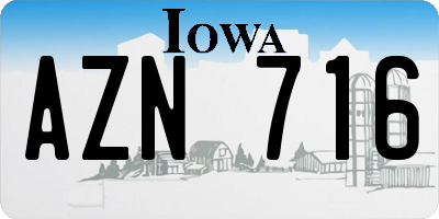 IA license plate AZN716