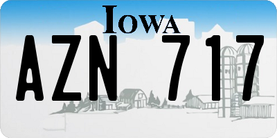 IA license plate AZN717