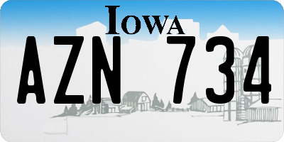IA license plate AZN734