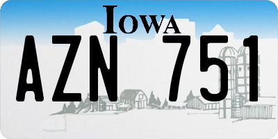 IA license plate AZN751