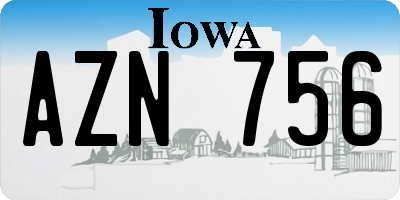 IA license plate AZN756