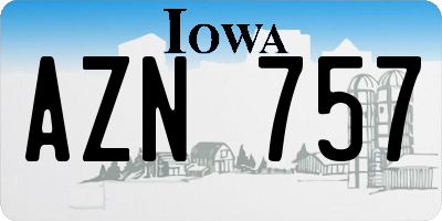 IA license plate AZN757