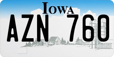 IA license plate AZN760