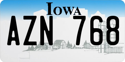 IA license plate AZN768
