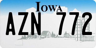 IA license plate AZN772