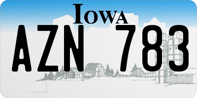 IA license plate AZN783