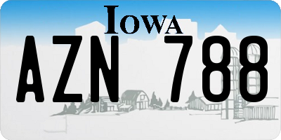 IA license plate AZN788