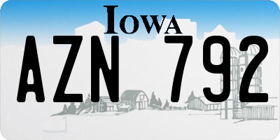IA license plate AZN792