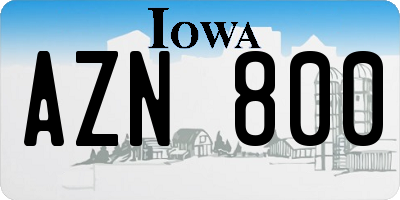 IA license plate AZN800