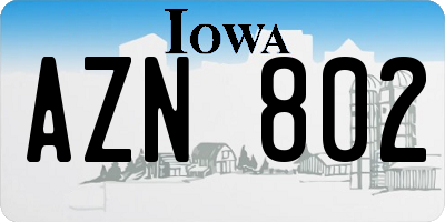 IA license plate AZN802