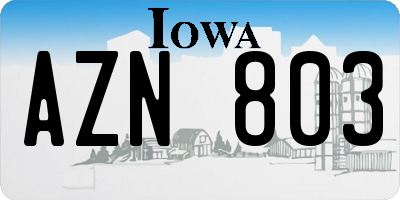 IA license plate AZN803