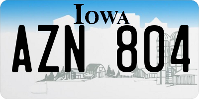 IA license plate AZN804