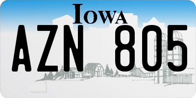 IA license plate AZN805
