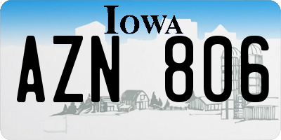 IA license plate AZN806