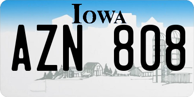IA license plate AZN808