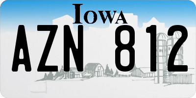 IA license plate AZN812