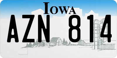 IA license plate AZN814