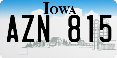 IA license plate AZN815