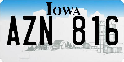IA license plate AZN816