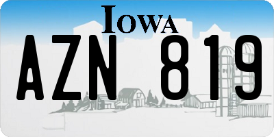 IA license plate AZN819