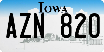 IA license plate AZN820
