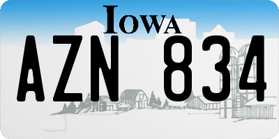 IA license plate AZN834