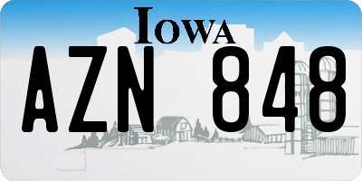 IA license plate AZN848