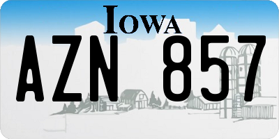 IA license plate AZN857
