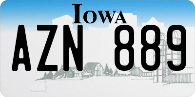 IA license plate AZN889