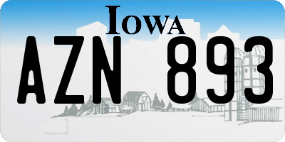 IA license plate AZN893