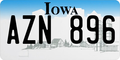 IA license plate AZN896