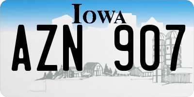 IA license plate AZN907