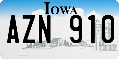 IA license plate AZN910